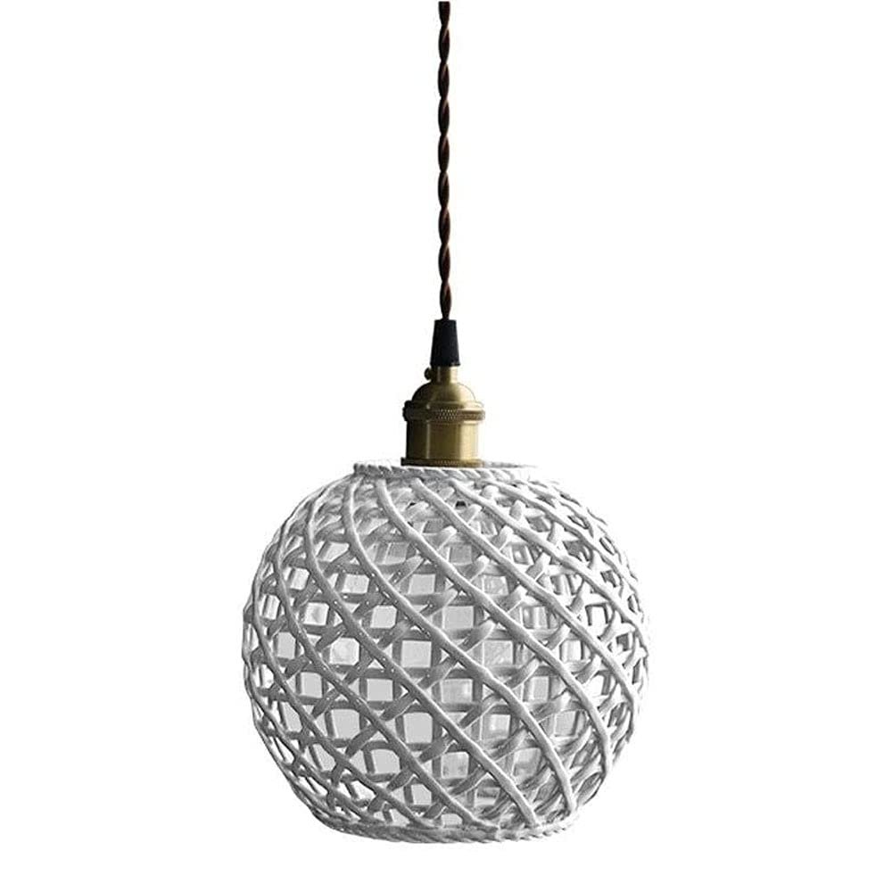FanXus White Ceramic Pendant Light, Modern Minimalist Single-Head Hanging Chandelier for Kitchen Islands and Restaurants, Made in China