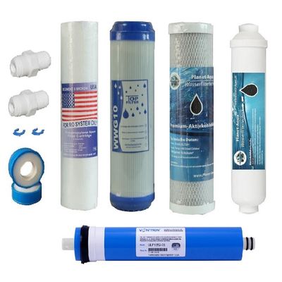 Replacement Filter Set for 5-Stage Reverse Osmosis System with 100 GPD Membrane