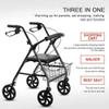 NATWEE Walking Aid, 4-Wheel Rollator with Brakes, Under-Seat Bag, for Older and Disabled People view 2