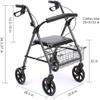 NATWEE Walking Aid, 4-Wheel Rollator with Brakes, Under-Seat Bag, for Older and Disabled People view 3