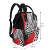 Unisex Diaper Bag Backpack, Zebra Pattern, Red and Black, One Size view 2