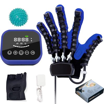 Rehabilitation Robotic Glove, Finger Training Orthosis for Hand Function Disorders (Right, L, Blue)