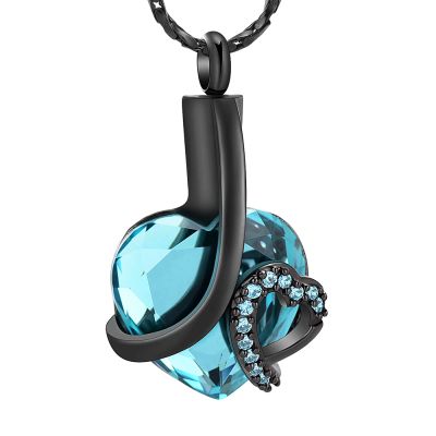 BIAIHQIE Blue Heart Cremation Ashes Urn Necklace