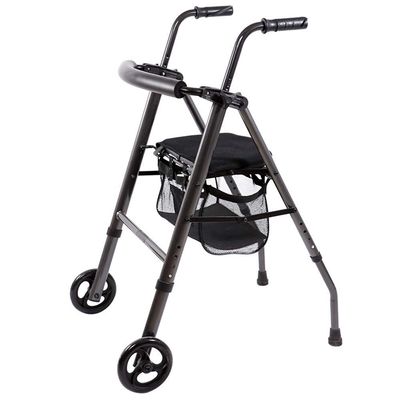 NATWEE Black Rollator Walker for Older Adults, Foldable Retractable Aluminum Trolley