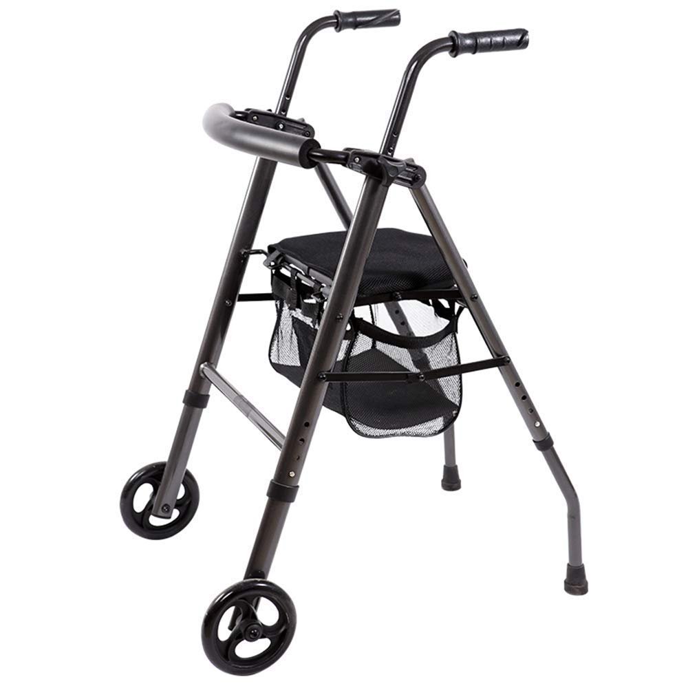 NATWEE Black Rollator Walker for Older Adults, Foldable Retractable Aluminum Trolley