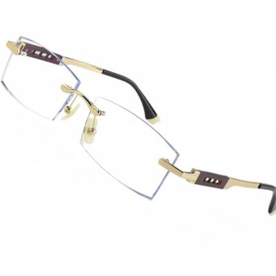 COKYIS Rimless Progressive Reading Glasses, Gold, +3.0