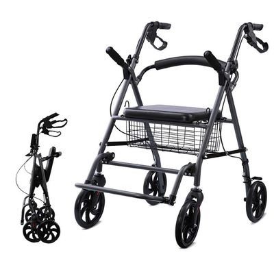 NATWEE Rollator, Foldable Walker for Seniors with Seat, Basket and Footrest, Four-Wheel Medical Walker for Adults and Older Men