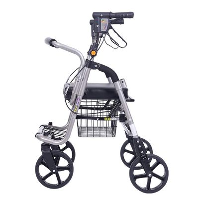Lightweight Height-Adjustable 4-Wheel Rollator Walker with Locking Brakes, Seat and Carry Bag