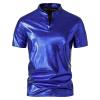 Men's Short-Sleeve Patent Leather Wetlook Slim-Fit Top view 1