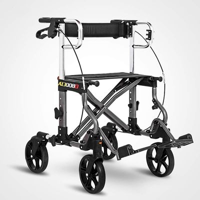 Compact Folding Rollator Walker for Seniors, Gray