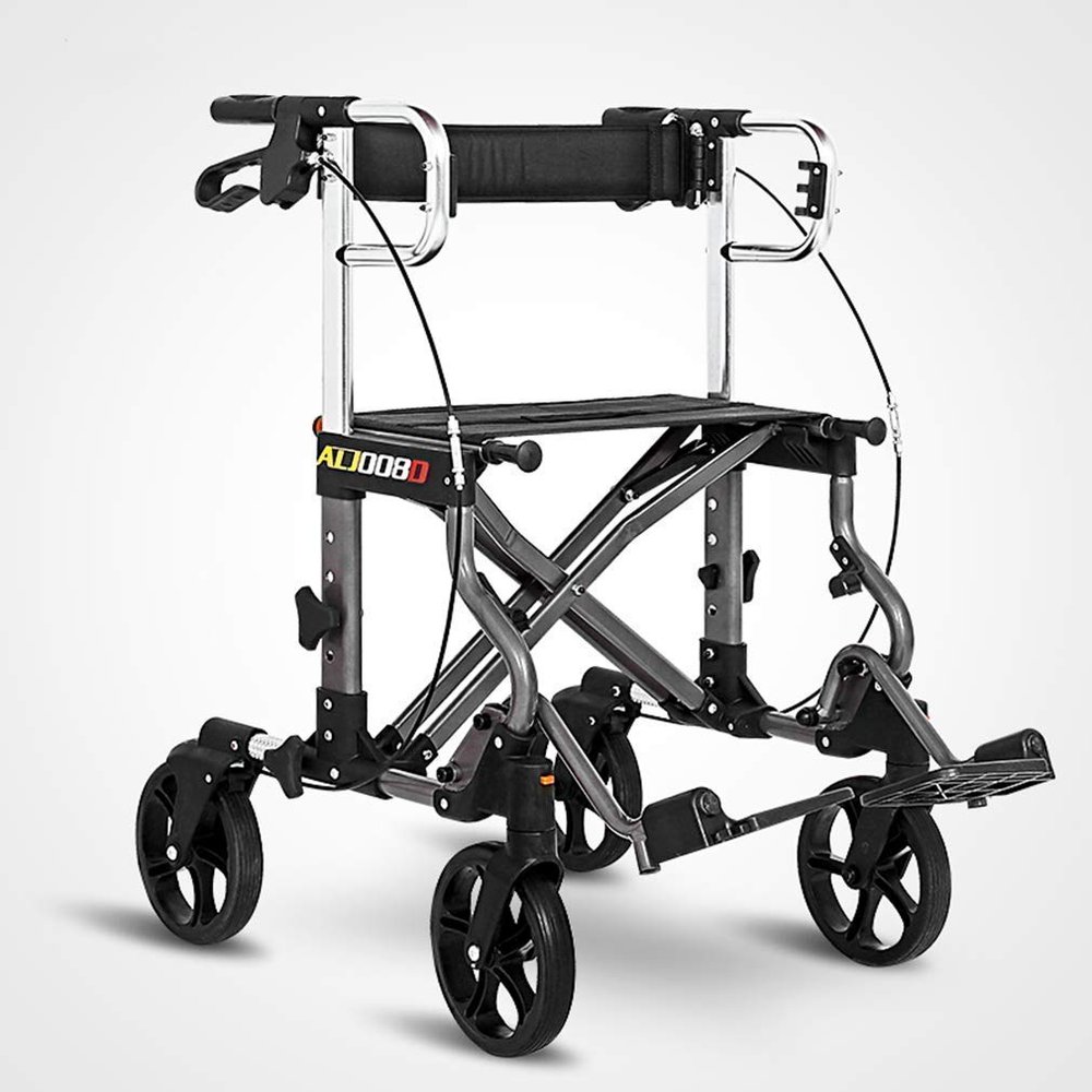 Compact Folding Rollator Walker for Seniors, Gray