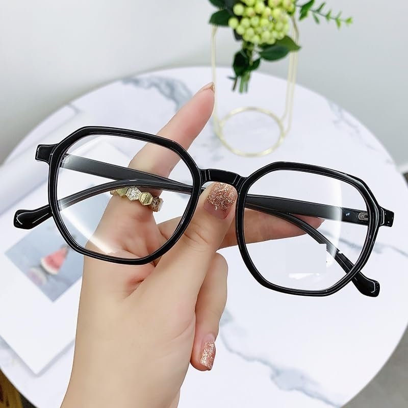 LTSRLL Polygon Reading Glasses with Blue-Light Filtering, TR Frame, Black, +1.50
