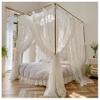 AdeptT Queen-Size Canopy Bed Frame with Mosquito Net, White view 1