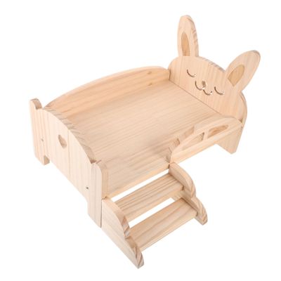 POPETPOP Wooden Bed with Ladder for Guinea Pigs, Hamsters, Squirrels, and Rabbits