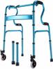 YYAI-HHJU One-Click Folding Walker with 2 Wheels for Adults and Seniors, 2-in-1 Medical All-Terrain Walker Supports up to 330 lb (Blue Walker with Seat) view 1