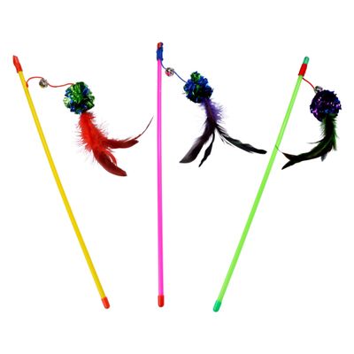 Love Story Cat Toy Wand with Feathers and Bells