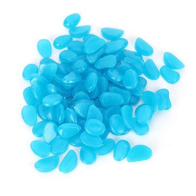 Fdit 100 Pcs Garden Luminescent Aquarium Decor, Glowing Stones (Blue)