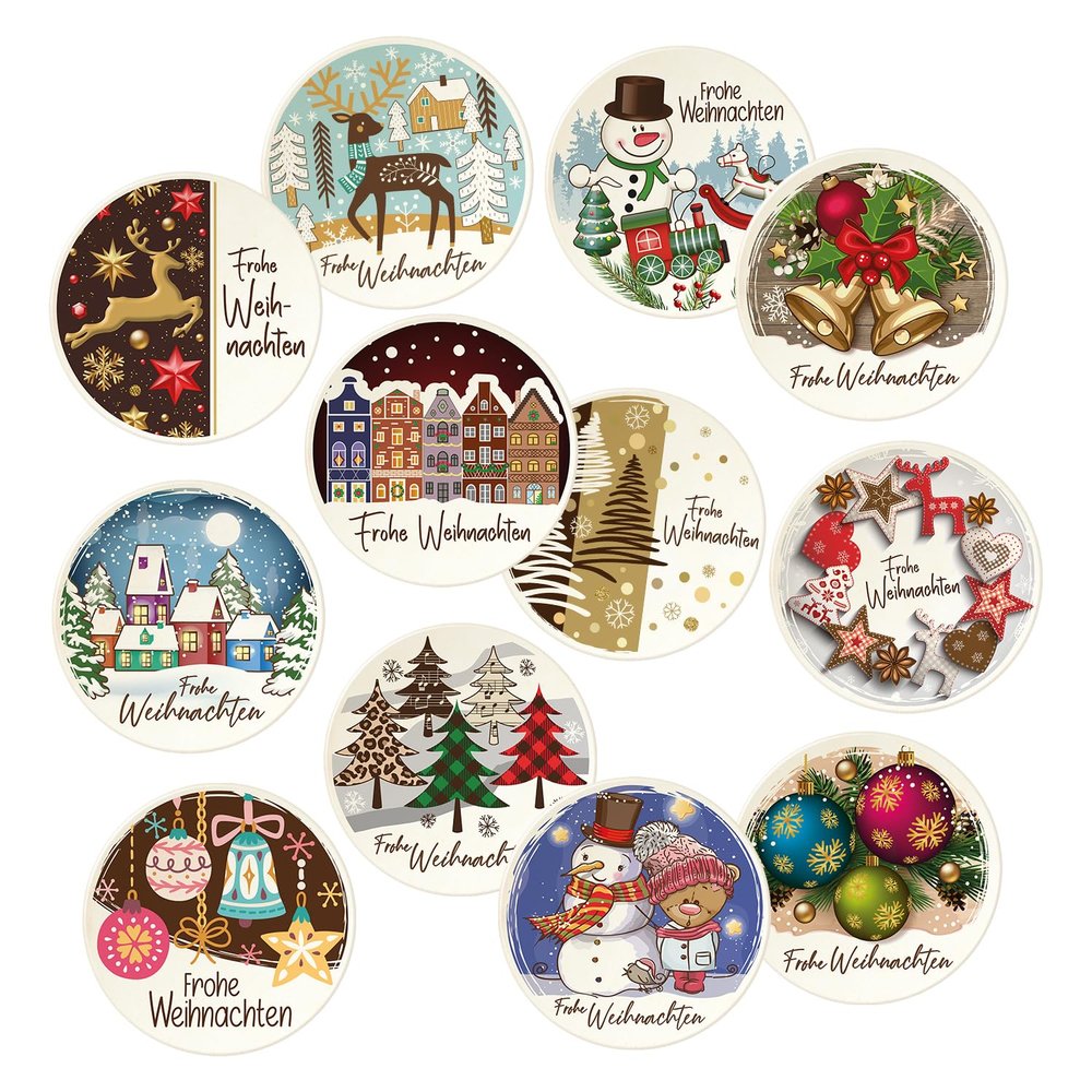 Günthart 12 Edible Christmas Decoration Plaques for Cakes and Cupcakes