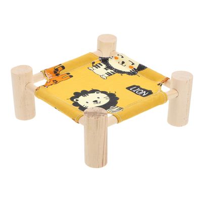 POPETPOP Yellow Pet Bed, Breathable, 1 Pc., Cotton Fabric with Wood