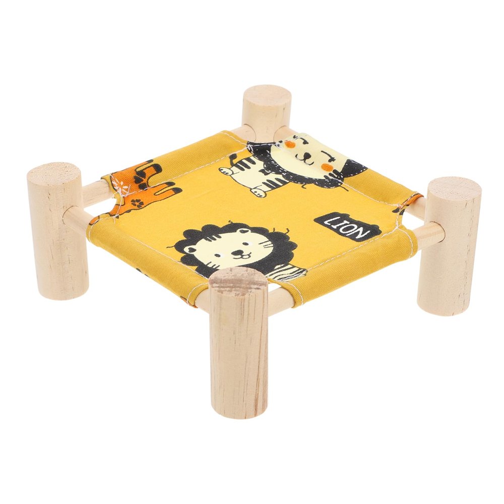 POPETPOP Yellow Pet Bed, Breathable, 1 Pc., Cotton Fabric with Wood