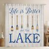 Feelingyou Sea Life Window Curtains, Cartoon Paddle Print, Camping Cabin and Boat Theme, Small view 1