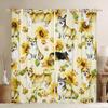 Cute Dog Window Curtains, Cartoon Corgi Paw Print Floral Curtains, 2 Panels, Medium, Good Light-Blocking Effect view 1