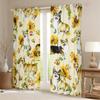 Cute Dog Window Curtains, Cartoon Corgi Paw Print Floral Curtains, 2 Panels, Medium, Good Light-Blocking Effect view 2
