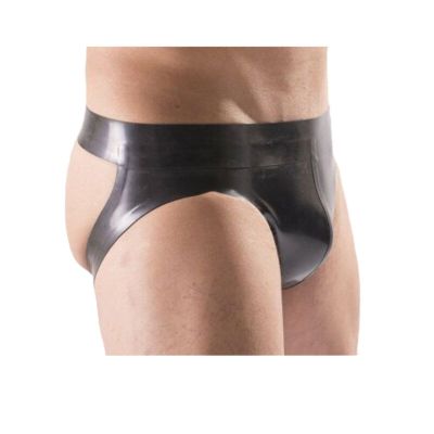 VIYOLI Handmade Transparent Black Latex Slip Shorts for Men