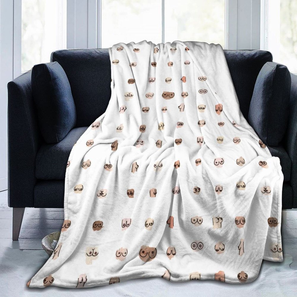 Boobs Super-Soft Warm Fleece Blanket, Comfortable Flannel Four-Season Blanket for Bedroom, Bed and Sofa