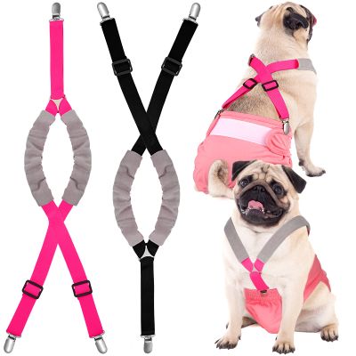 Saintrygo Dog Diaper Suspenders for Female and Male Dogs, 2-Pack, Black and Pink, Size L