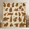 Kawaii Capybara Curtains, Cute Cartoon Bedroom Curtains, Brown Capybaras, 2 Panels, 46W x 54L in view 1