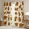 Kawaii Capybara Curtains, Cute Cartoon Bedroom Curtains, Brown Capybaras, 2 Panels, 46W x 54L in view 2