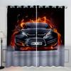 AKATIE Sports Car Racing Car Polyester Curtains with Silver Eyelets, 2-Piece Set, Burning Car 3D Print Blackout Curtains for Living Room and Bedroom (234 x 137 cm) view 1