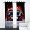 AKATIE Sports Car Racing Car Polyester Curtains with Silver Eyelets, 2-Piece Set, Burning Car 3D Print Blackout Curtains for Living Room and Bedroom (234 x 137 cm) view 2