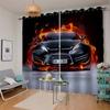 AKATIE Sports Car Racing Car Polyester Curtains with Silver Eyelets, 2-Piece Set, Burning Car 3D Print Blackout Curtains for Living Room and Bedroom (234 x 137 cm) view 3