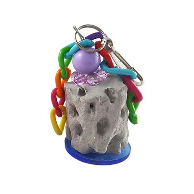 Ailan Colorful Parrot Toy with Hook for Chewing and Beak Grinding, Molar Stone, ABS Chew Toy, String Bird, Promotes Beak Health