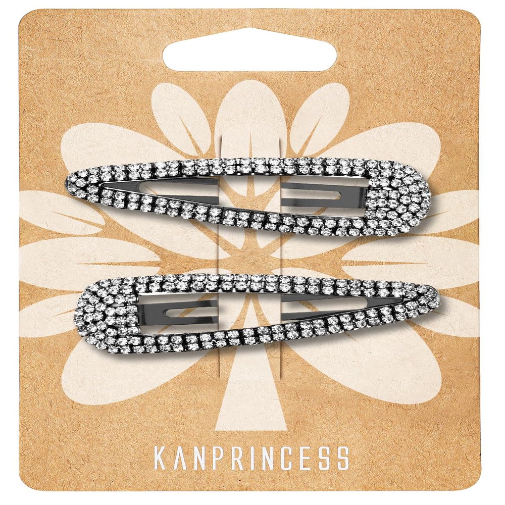 KANPRINCESS Rhinestone Hair Clips, 2-Pack, 2.4 in, Black