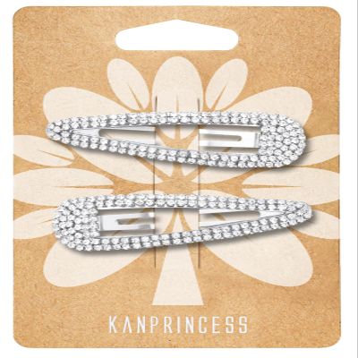 KANPRINCESS 2-Pack 6.1 cm Silver-Tone Rhinestone Hair Clips