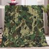 Soft Green Camouflage Flannel Blanket, 130 x 150 cm, 3D Digital Print view 2