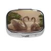Square Pill Organizer with Green Leaf Print view 1