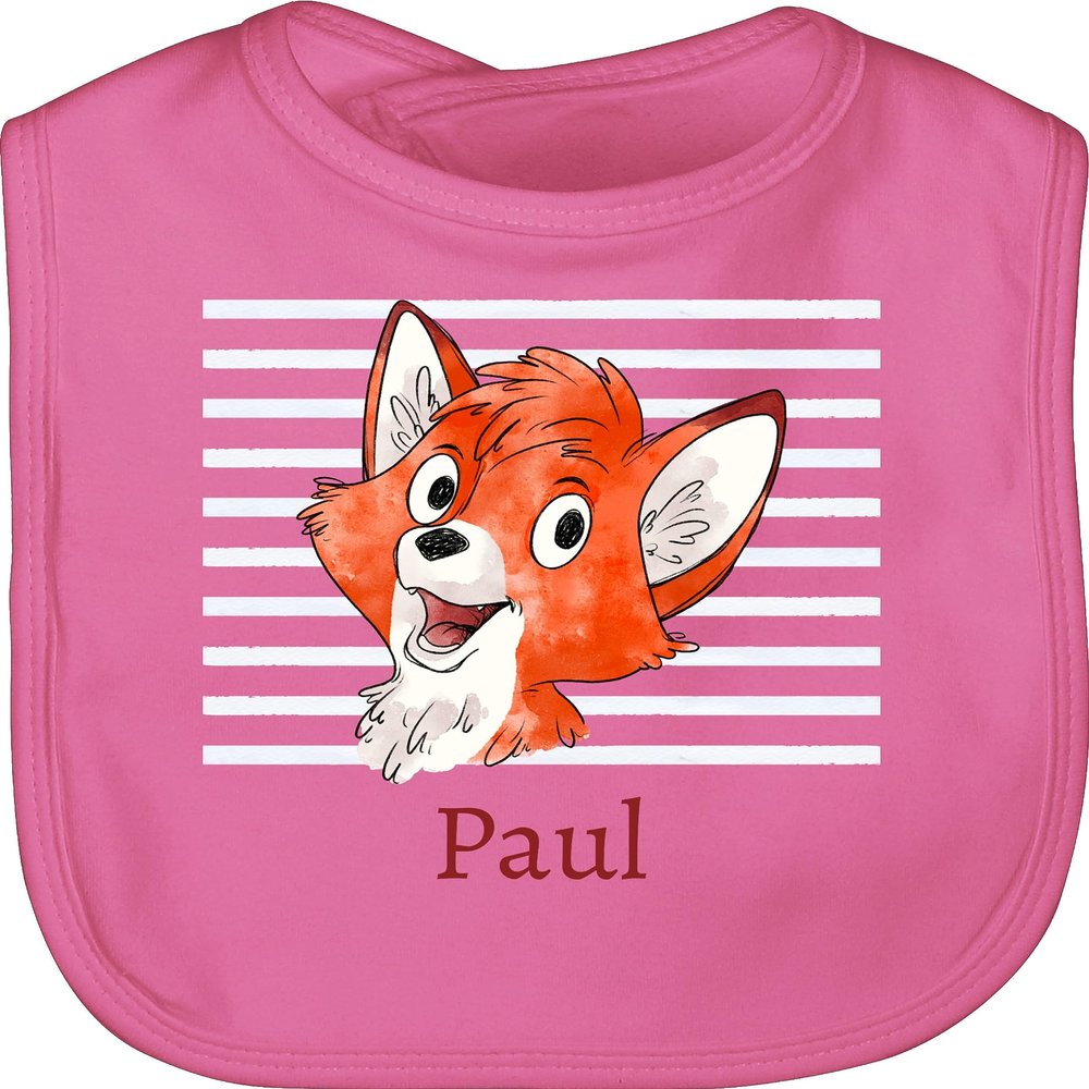 Baby Bib – Cute Fox – Personalized Fox Motif – Pink