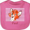 Baby Bib – Cute Fox – Personalized Fox Motif – Pink view 1