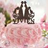 Mrs and Mrs Brown Happy Birthday Cake Topper, Two Women Silhouette Cupcake Topper, Acrylic Black view 1
