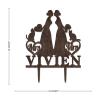 Mrs and Mrs Brown Happy Birthday Cake Topper, Two Women Silhouette Cupcake Topper, Acrylic Black view 2