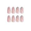Medium Square French Tip Press-On Nails with Glittering Silver Edge, 24 Pieces view 2