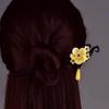 Chinese Hair Stick with Vintage Tassel, Black Sandalwood and Rhinestone Details view 3