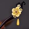 Chinese Hair Stick with Vintage Tassel, Black Sandalwood and Rhinestone Details view 4