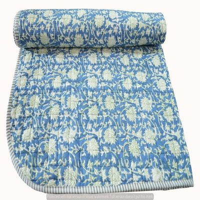 Aashita Creations Handmade Kantha Cotton Baby Quilt, Floral Print _1038