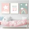 KEBIA Cartoon Rainbow Nursery Quote Poster, Wall Art, Canvas Print, Children's Artwork, Kids' Decor, Picture, Nursery Bedroom Decoration, 70 x 100 x 3 cm, Frameless view 2