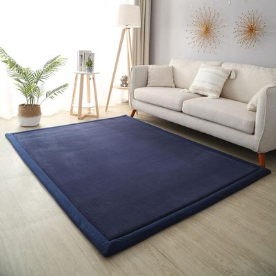 Dmkjdzsw Baby Play Mat, Non-Slip, Coral Fleece, 2 cm Thick, Navy Blue, 100 x 180 cm